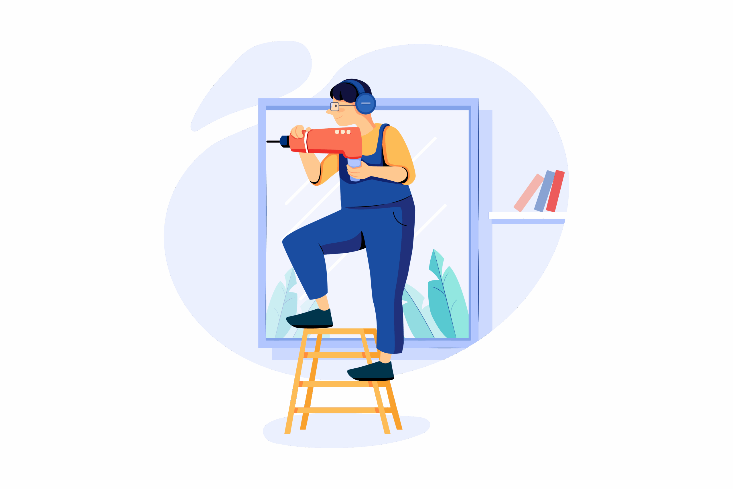 Handwerker 2 illustration eines handwerkers, der einen Rahmen bohrt
